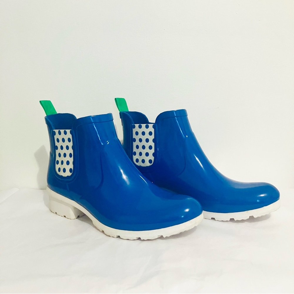 Cougar Blue Polka Dot Ankle Rain Boots